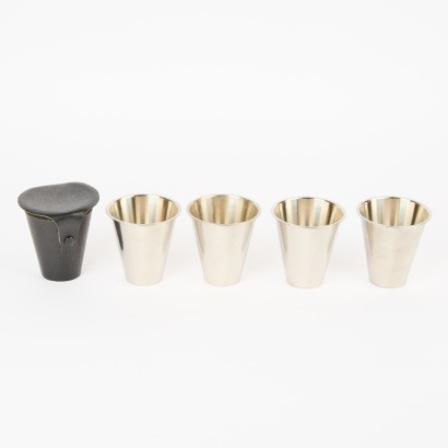 Four Tatra Stainless Steel Tumblers in a Leather Case