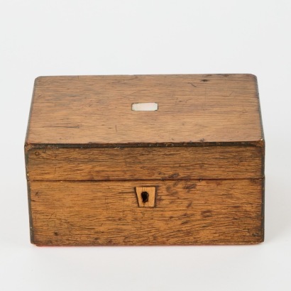 An Antique Wood Box with Mother of Pearl Inlay