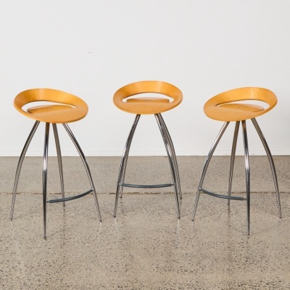 A Set of Three Magis Lyre Bar Stools, Italy