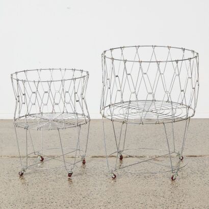 A Pair of Vintage Foldable Laundry Hampers