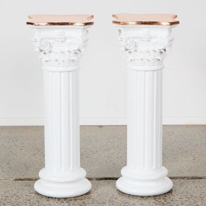 A Pair of Neo-Classical Style Pedestals With a Copper Plated Top