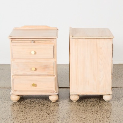 A Pair of Solid Wood White Washed Bedside Tables