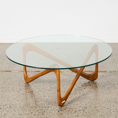 A Mid-Century Modern Sculptural Walnut Round Table