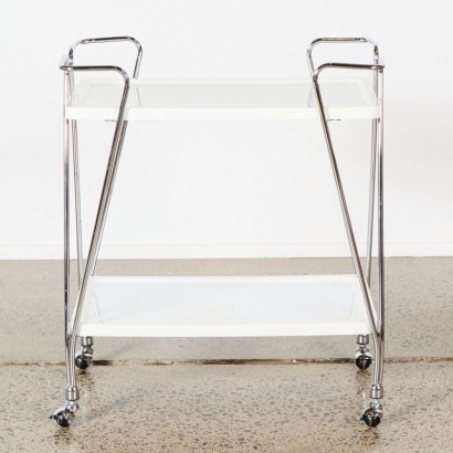An Mid-Century Modern White & Chrome Drinks Cart