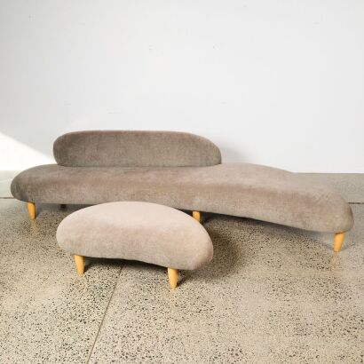 A Replica Noguchi Freeform Style Sofa And Ottoman