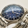 Stainless Steel, 42mm Montblanc 1859 GMT Blue Dial Wristwatch with Box - As new - 2