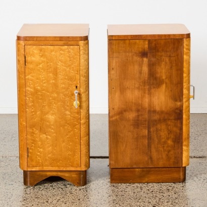 A Pair of Art Deco Birdseye Maple Bedside Cabinets