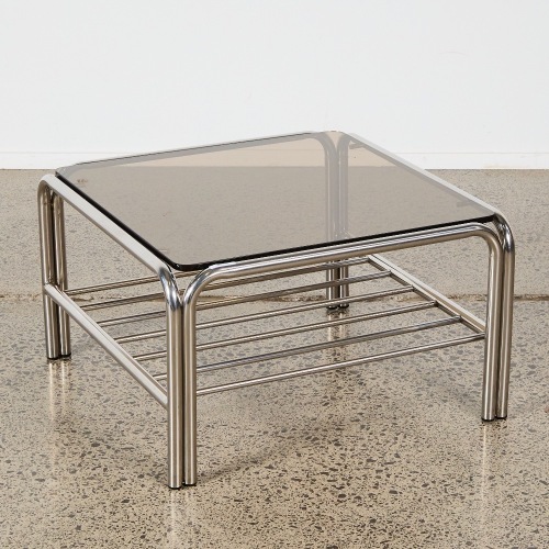 A Seventies Tubular Chrome And Smoked Glass Coffee Table