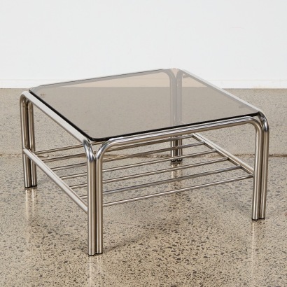 A Seventies Tubular Chrome And Smoked Glass Coffee Table