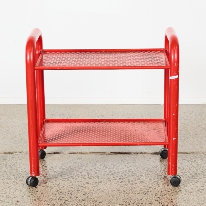 A Vintage Red Pieced Metal Trolley