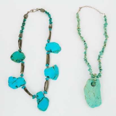 A Pair of Rough Cut Turquoise Necklaces