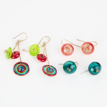 A Trio of Rebecca Heap Art Glass Earring Pairs