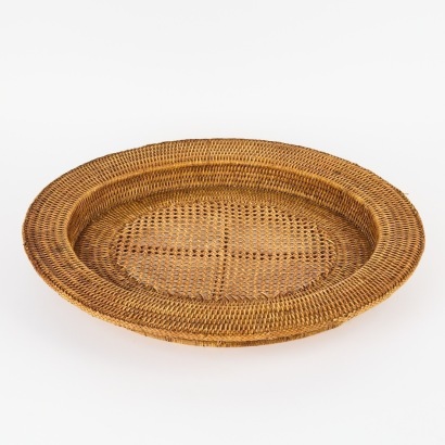 A Tightly Woven Oval Wicker Tray