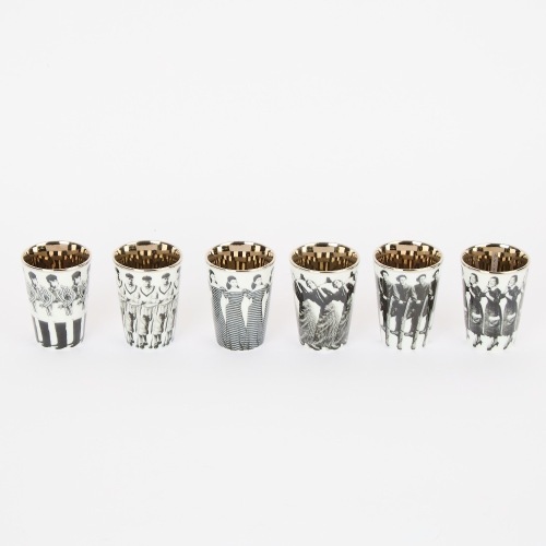 A Set of Six Porcelain Shot Glasses by Asa Lindstrom for Rorstrand, Sweden