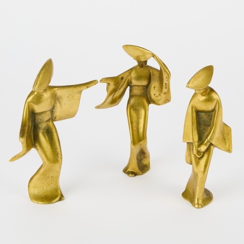 A Trio of Mid-Century Brass Dancing Figures
