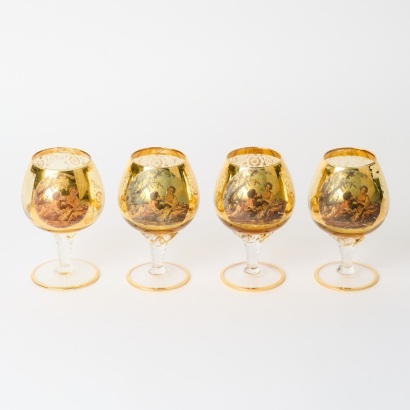A Set of Four Murano Italian Brandy Glasses