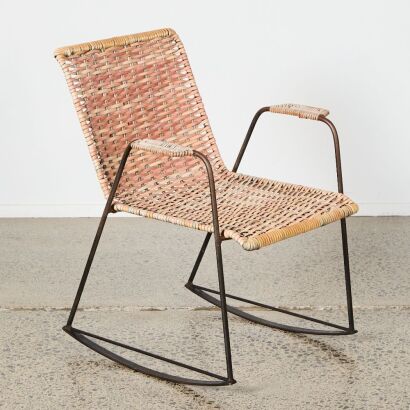 A Mid-Century Cane Rocking Chair Attributed To John Crichton