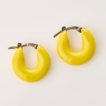 Jil Sander, Sterling Silver / Enamel Hoop Earrings