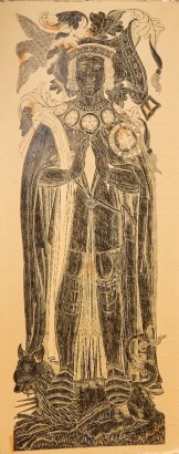 A Board Image of a Brass Rubbing of Sir Thomas Boleyn