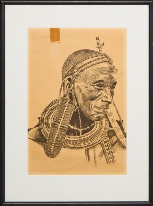 A Print of a Man With Body Adornments