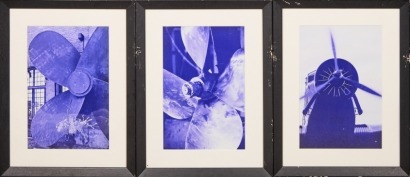 A Trio of Plane Propellor Photograph Prints in Matching Frames