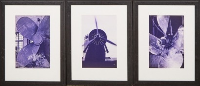 A Trio of Plane Propellor Photograph Prints in Matching Frames