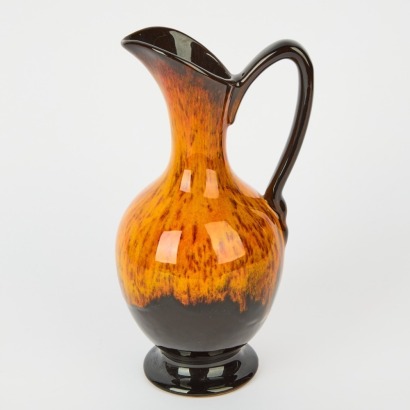 A Mid-Century Orange & Brown Pottery Vase