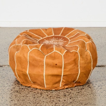 A Vintage Moroccan Leather Pouf