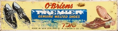 An Obriens NZ Genuine Welted Shoes Metal Sign