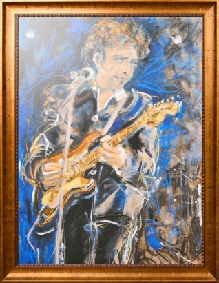 A Bob Dylan Deluxe Mixed Media on Canvas by Ronnie Wood, 2002