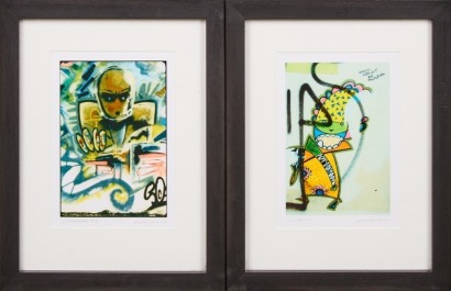 A Pair of Signed Graffiti Art Prints