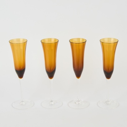 A Set of four Mid-century Champagne Flutes