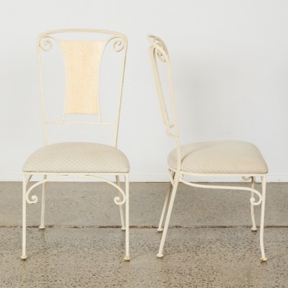 A Pair of Vintage Wrought Iron Reception Chairs