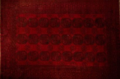 A Large Vintage All Wool Afghan Turkoman Bokhara Carpet