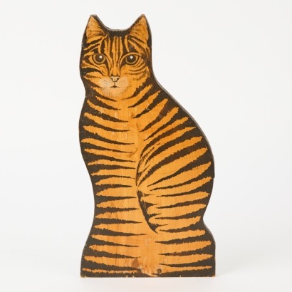 A Folk Art Wooden Cat Doorstop