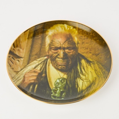 A Temuka Pottery Goldie 'Wharekauri Tahuna' Plate
