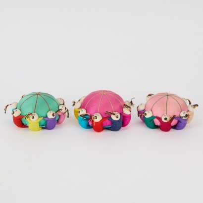 A Trio of Colourful Chinese Pin Cushions