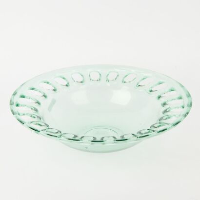 A Large Spanish Openwork Glass Bowl