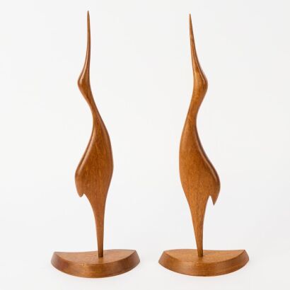 A Pair of Teak Cranes
