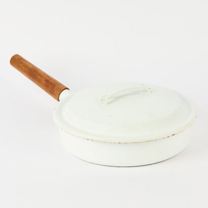 A Vintage Finel White Enamel Frypan