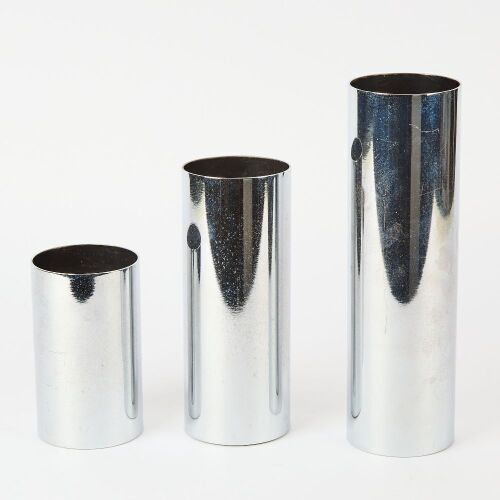 A Trio of Seventies Tubular Chrome Vases