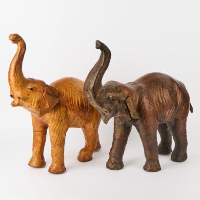 A Pair of Leather Elephants Af