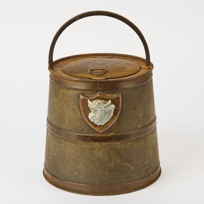 An Early J&J Coleman Mustard Lidded Tin Barrel