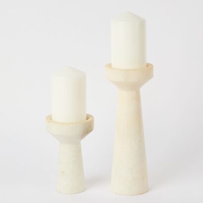 A Pair of Tom Dixon Eclectic Stone Candle Holders