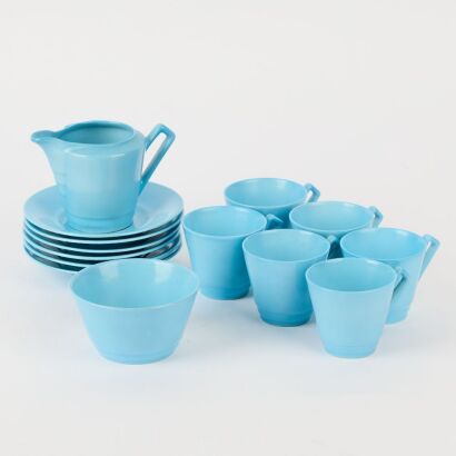 A Retro Light Blue Espresso Set by Victoria, Czechoslovakia