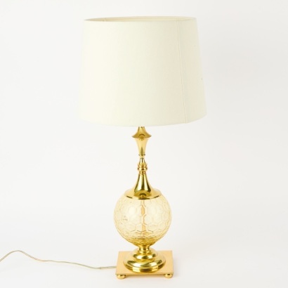 A Retro Brass And Glass Lamp