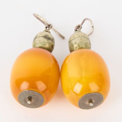 A Pair of Old Asian Amber Earrings
