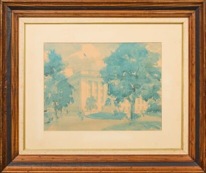 A Water Colour Painting Of Views From the New Zealand Embassy From Robert Muldoon's Personal collection