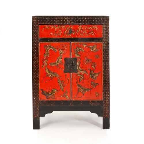 A Chinese Black Lacquer Gilt 'Butterfly' Cabinet