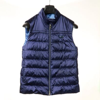 Prada, 2015 Navy Blue Nylon Puffer Vest, Size 40 - Near new
